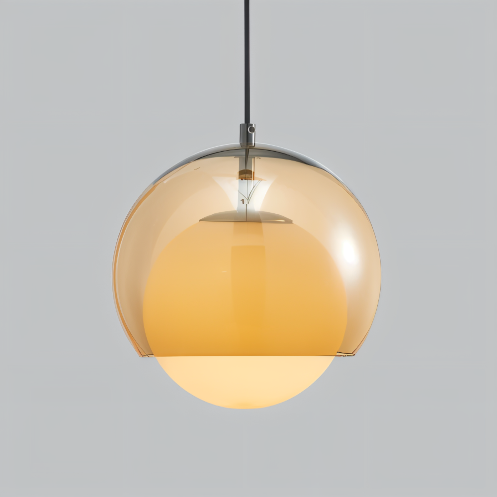 OrangeOrb Pendellampa - Retro Bauhaus Glas Hänglampa - Dubbelskiktad Lampa