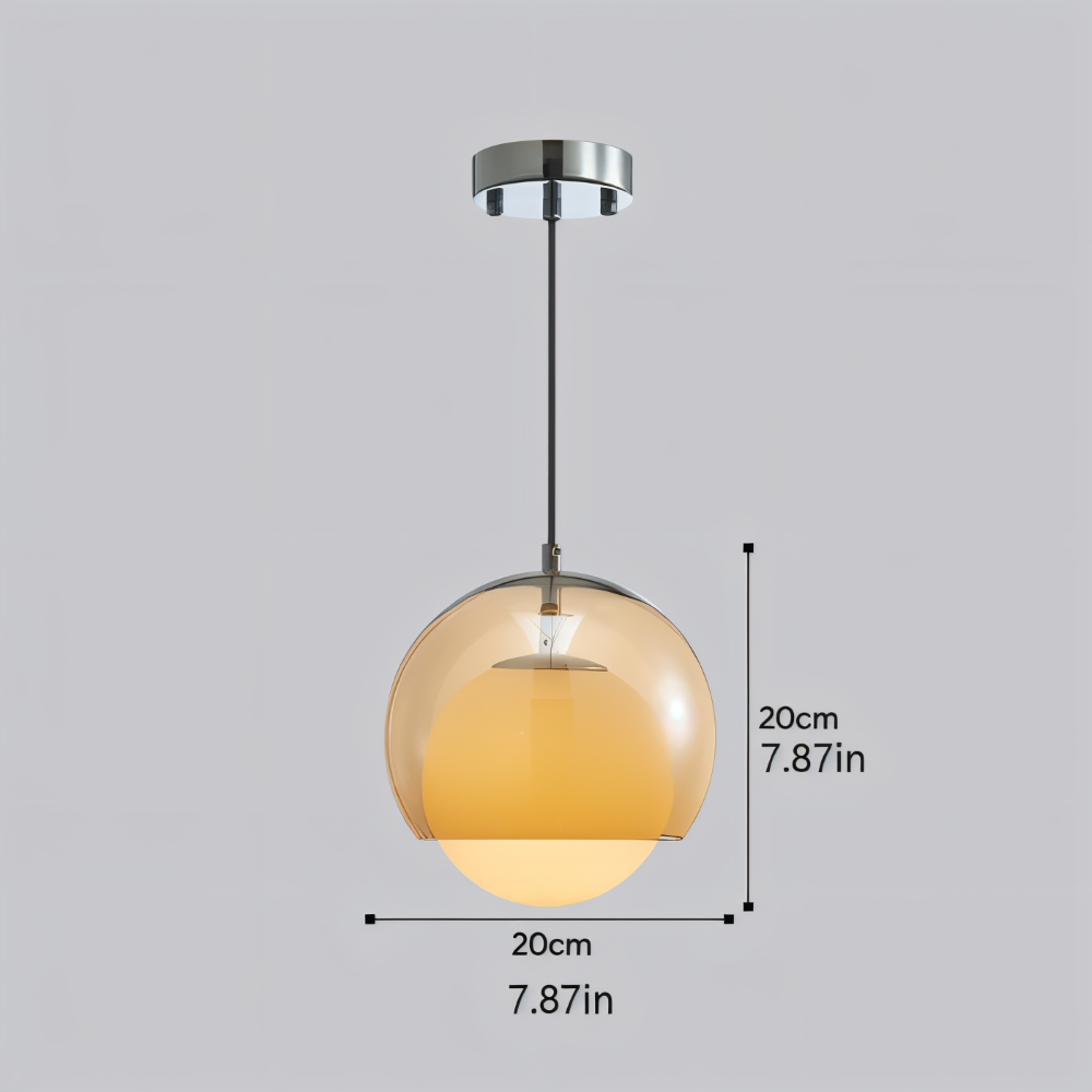 OrangeOrb Pendellampa - Retro Bauhaus Glas Hänglampa - Dubbelskiktad Lampa