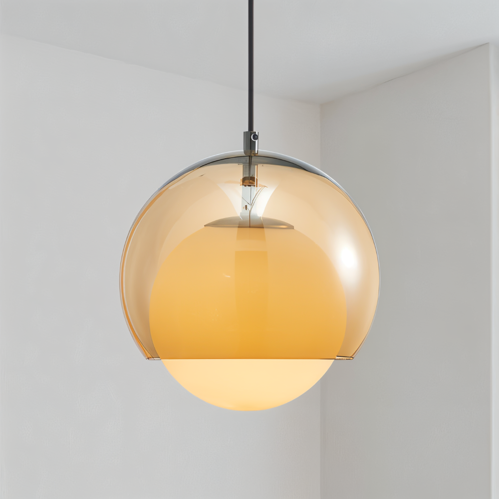 OrangeOrb Pendellampa - Retro Bauhaus Glas Hänglampa - Dubbelskiktad Lampa