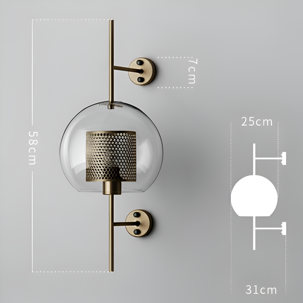 Orbee Vägglampa - Stilren Glas Vägglampa - Honungskaka Vägglampdesign - Vintage Vägglampor LED