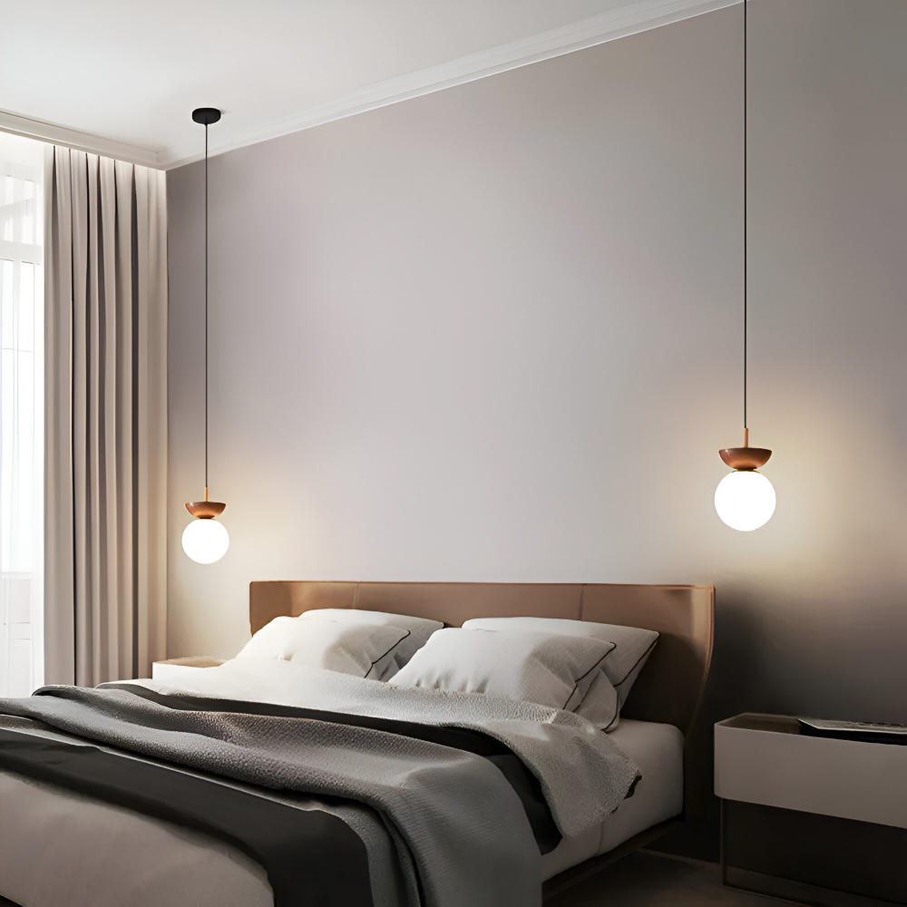 Perle LED-Taklampa - Japansk Kula Pendellampa - Orb Semi Flush Mount Belysning