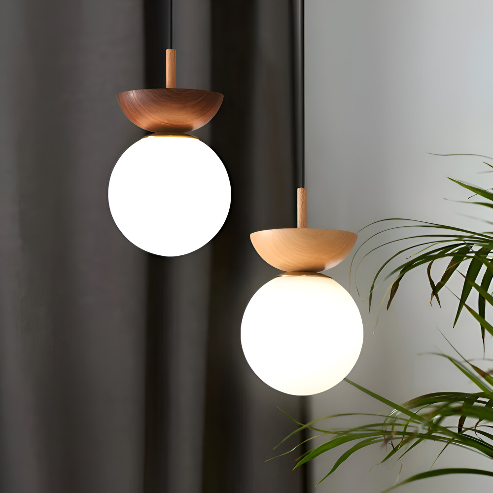 Perle LED-Taklampa - Japansk Kula Pendellampa - Orb Semi Flush Mount Belysning