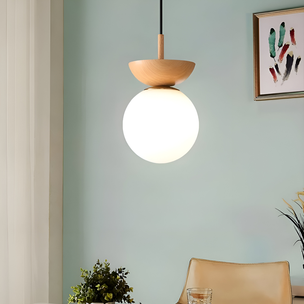 Perle LED-Taklampa - Japansk Kula Pendellampa - Orb Semi Flush Mount Belysning