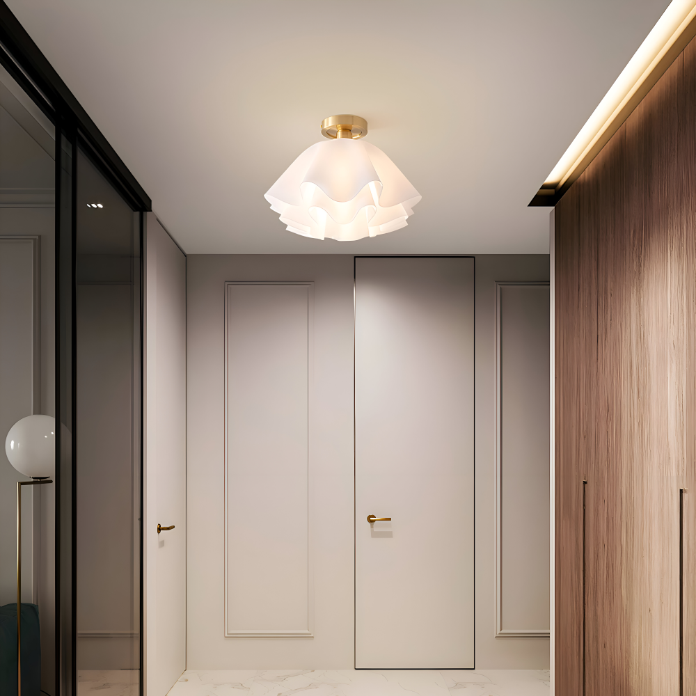 PetalPleat Taklampa - Vit Blomma Akryl Taklampa - Semi Flush Belysning