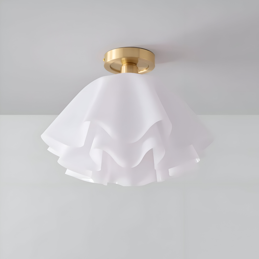 PetalPleat Taklampa - Vit Blomma Akryl Taklampa - Semi Flush Belysning