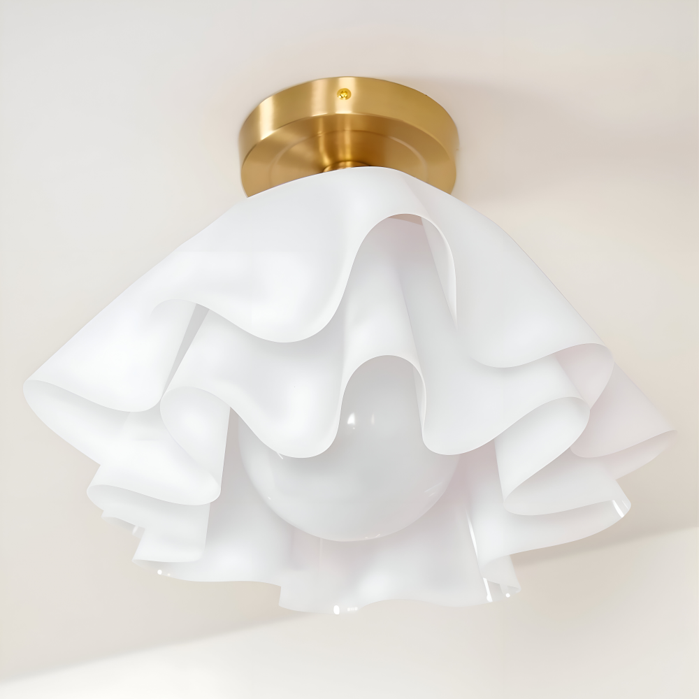 PetalPleat Taklampa - Vit Blomma Akryl Taklampa - Semi Flush Belysning