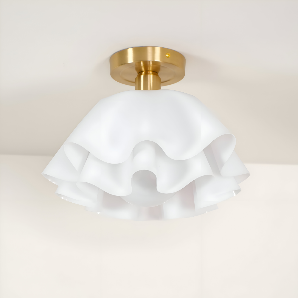 PetalPleat Taklampa - Vit Blomma Akryl Taklampa - Semi Flush Belysning