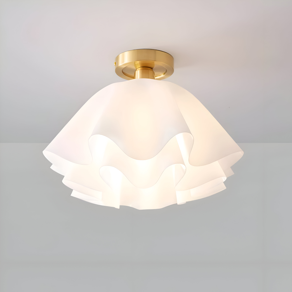 PetalPleat Taklampa - Vit Blomma Akryl Taklampa - Semi Flush Belysning