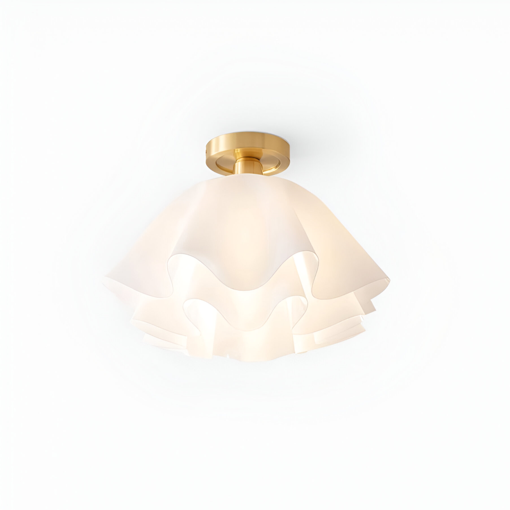 PetalPleat Taklampa - Vit Blomma Akryl Taklampa - Semi Flush Belysning
