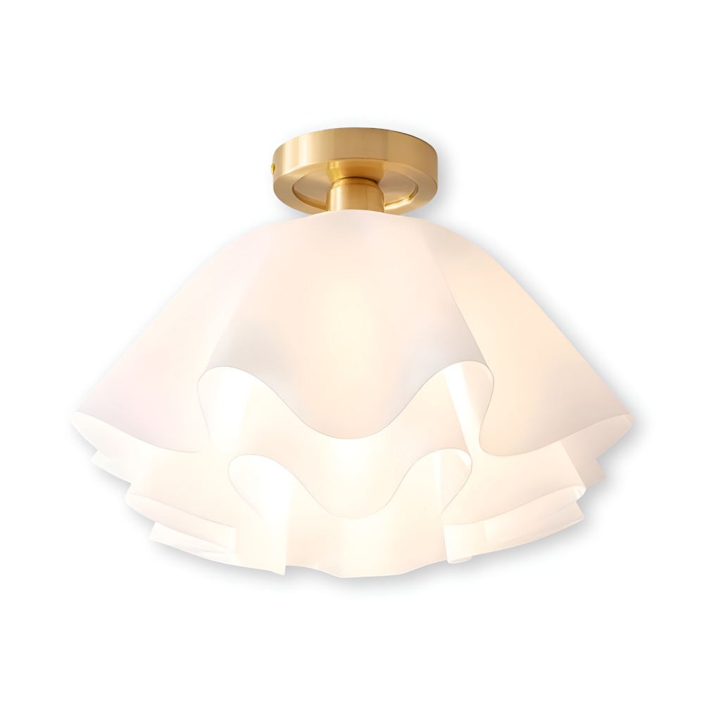 PetalPleat Taklampa - Vit Blomma Akryl Taklampa - Semi Flush Belysning