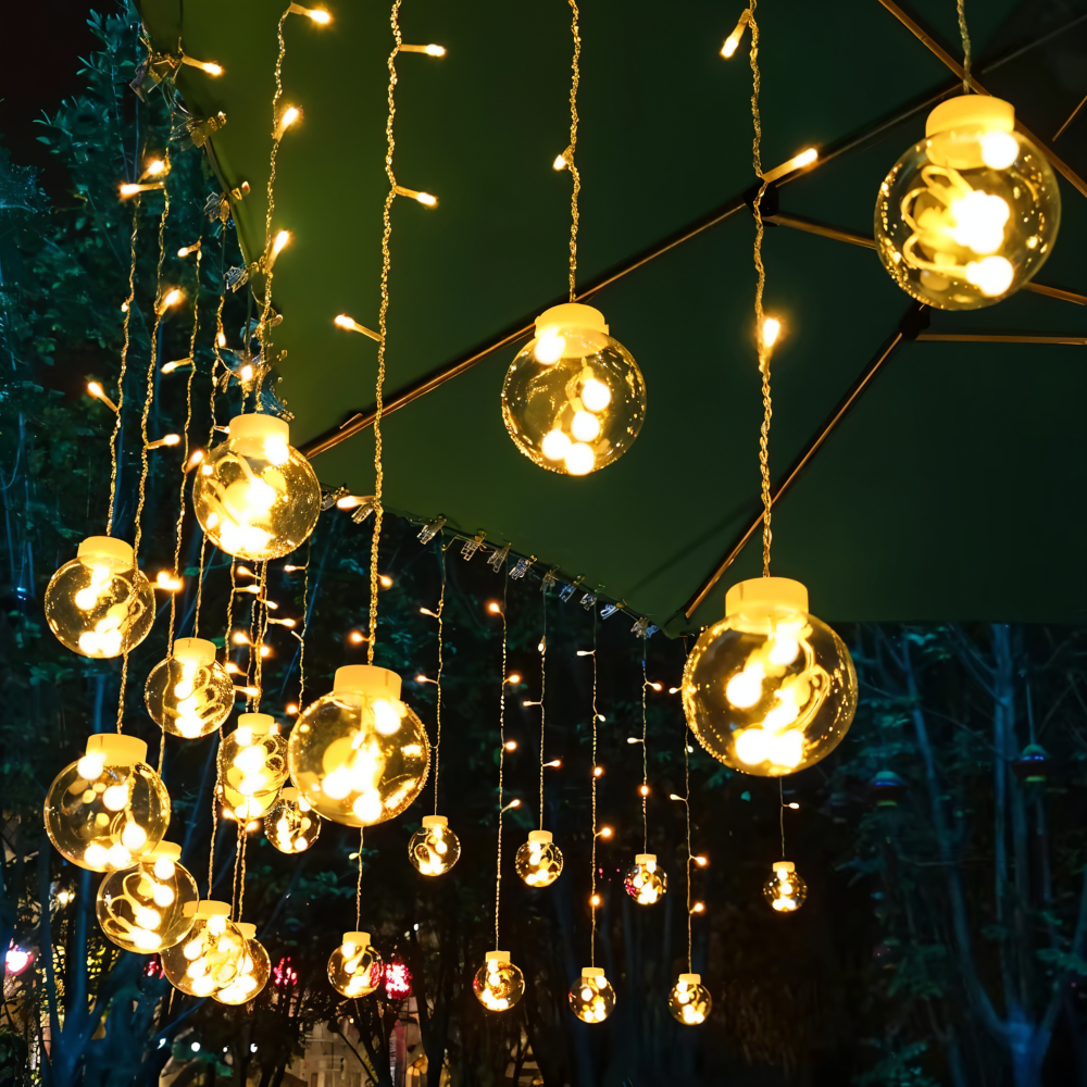 PixyOrb Ljussträng - Magiska Runda Vattentäta Solcell LED Fjäderljus