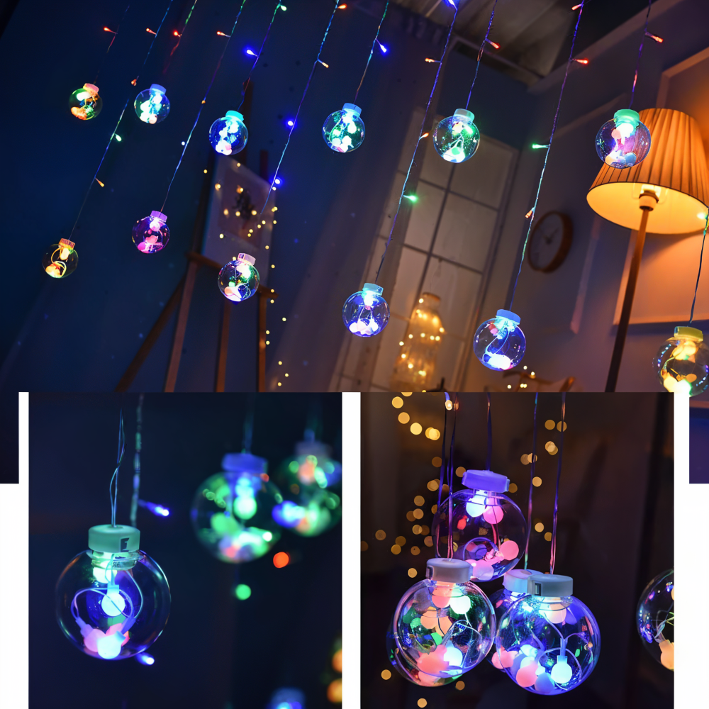 PixyOrb Ljussträng - Magiska Runda Vattentäta Solcell LED Fjäderljus