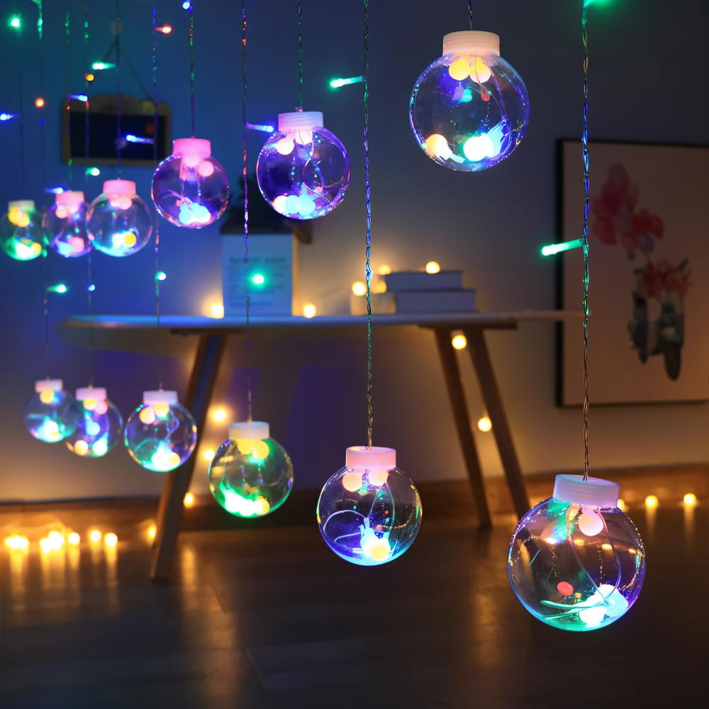 PixyOrb Ljussträng - Magiska Runda Vattentäta Solcell LED Fjäderljus