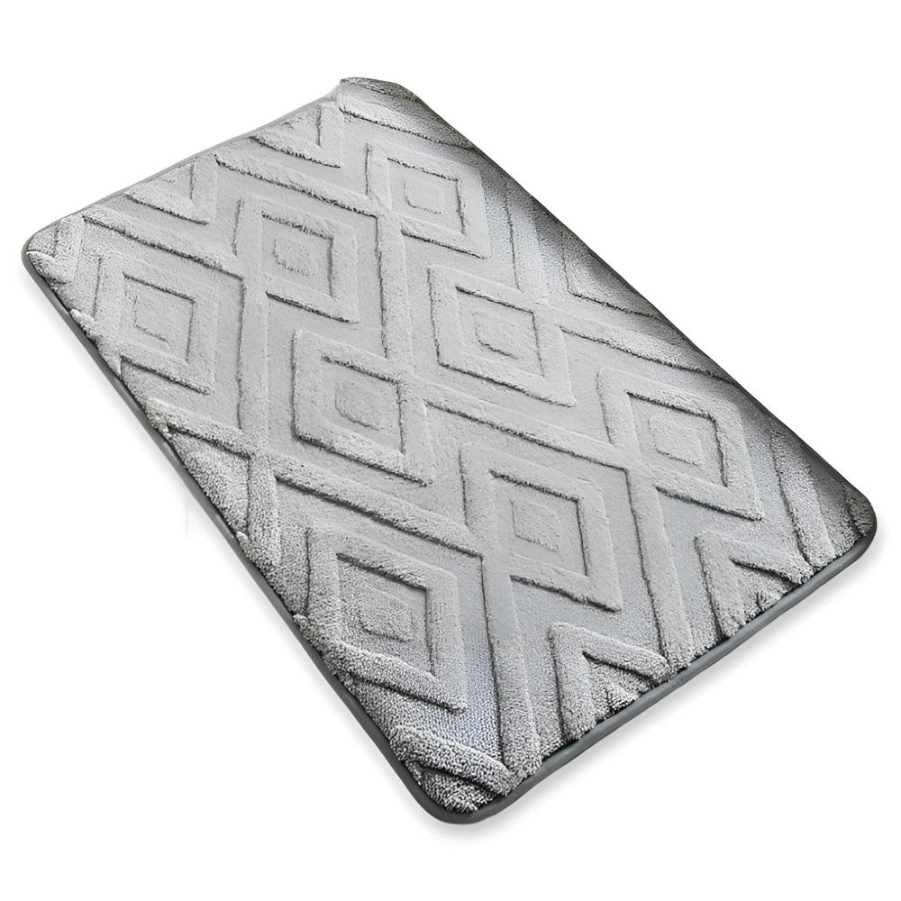 Plush Badmatta med Diamantmönster - Ultra-mjuk, Rutschfri Mikrofiber Badmatta