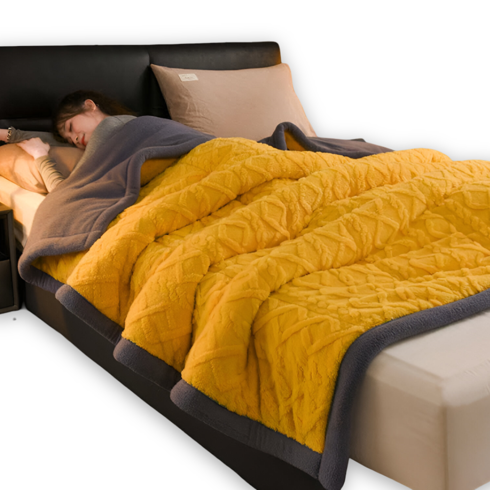 Dubbelvävd mikrofiberfleece-filt – varm filt för hemmet, maskintvättbar