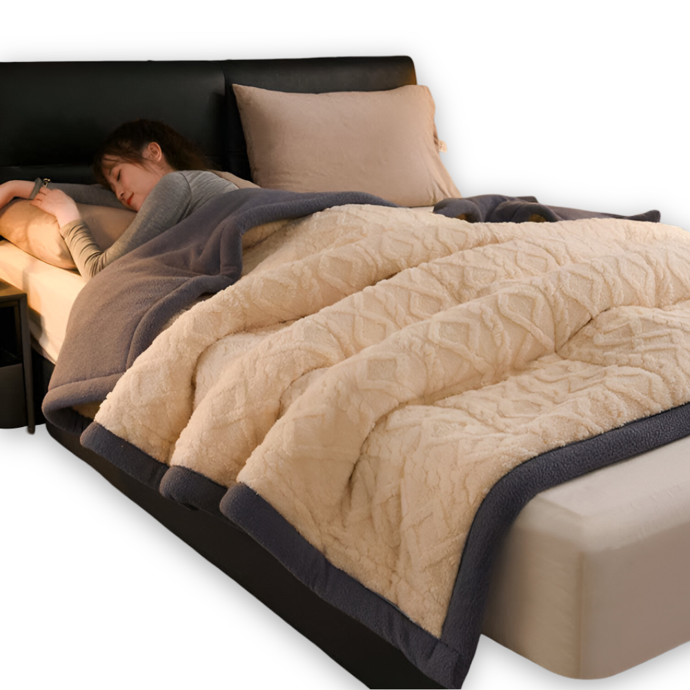 Dubbelvävd mikrofiberfleece-filt – varm filt för hemmet, maskintvättbar