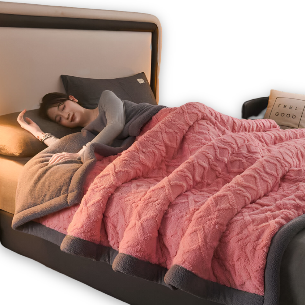 Dubbelvävd mikrofiberfleece-filt – varm filt för hemmet, maskintvättbar