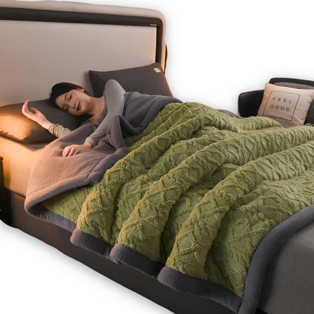 Dubbelvävd mikrofiberfleece-filt – varm filt för hemmet, maskintvättbar