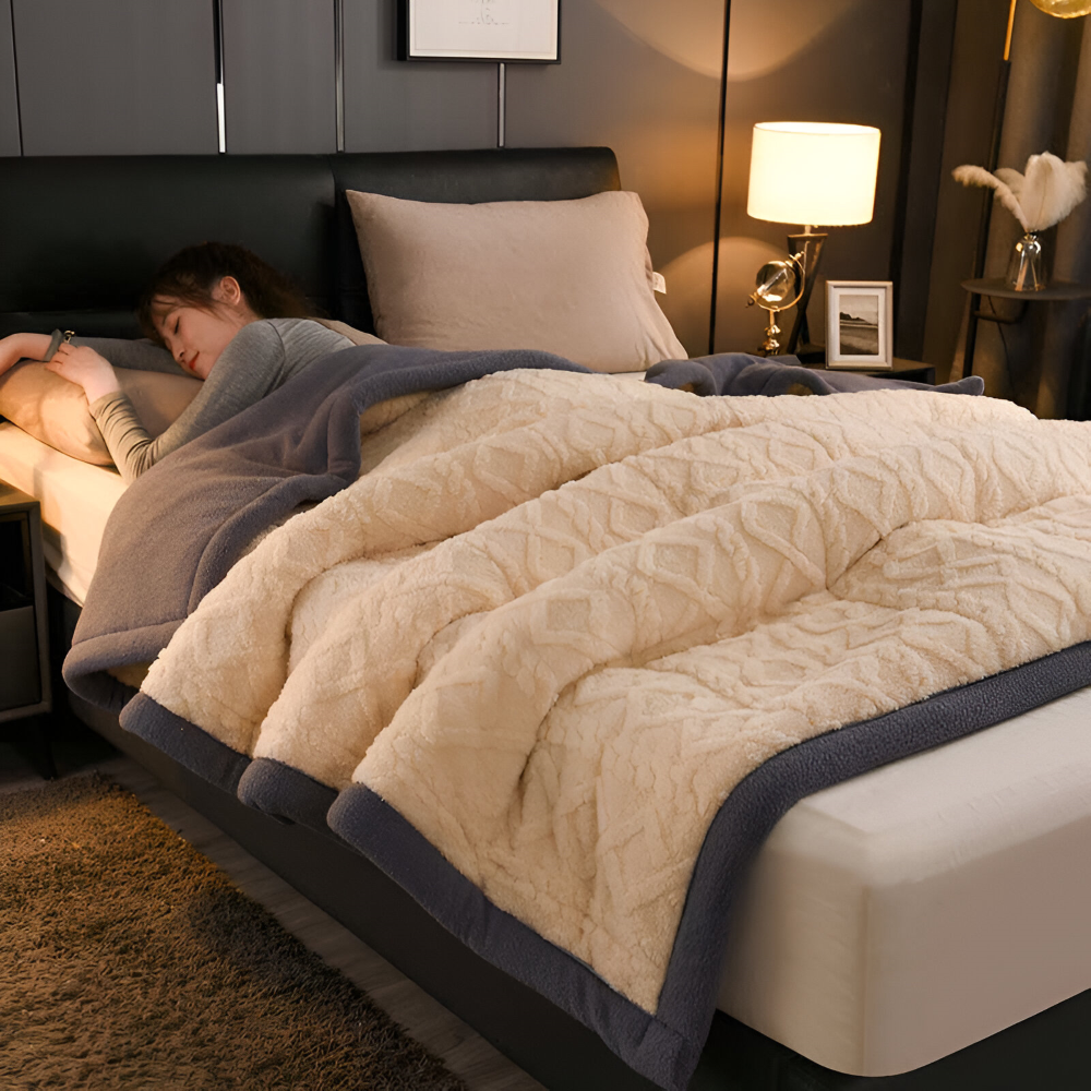 Dubbelvävd mikrofiberfleece-filt – varm filt för hemmet, maskintvättbar