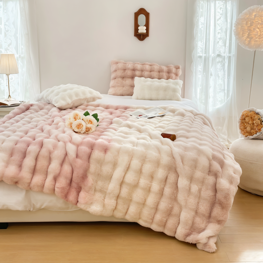 PlushHue Plaid - Mjuk Konstpäls Fleecefilt - Gradient Tjock Värmefilt
