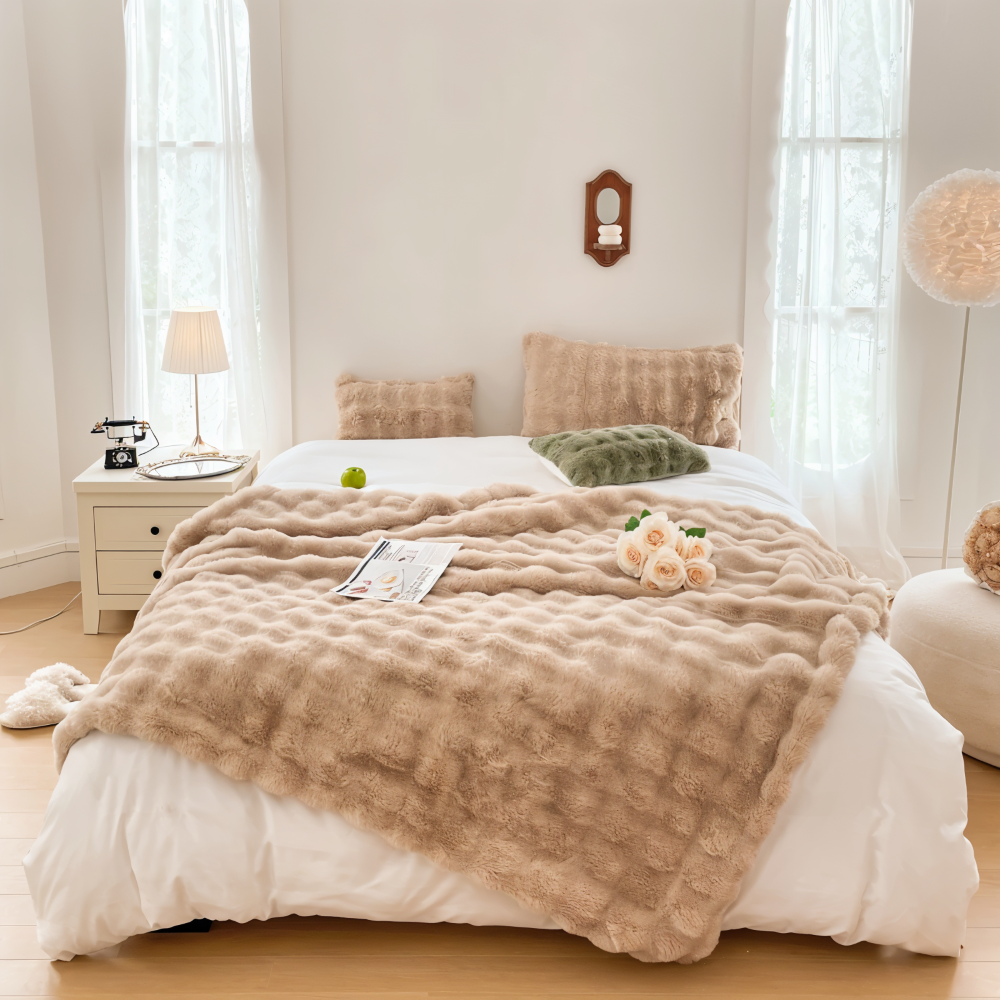 PlushHue Plaid - Mjuk Konstpäls Fleecefilt - Gradient Tjock Värmefilt