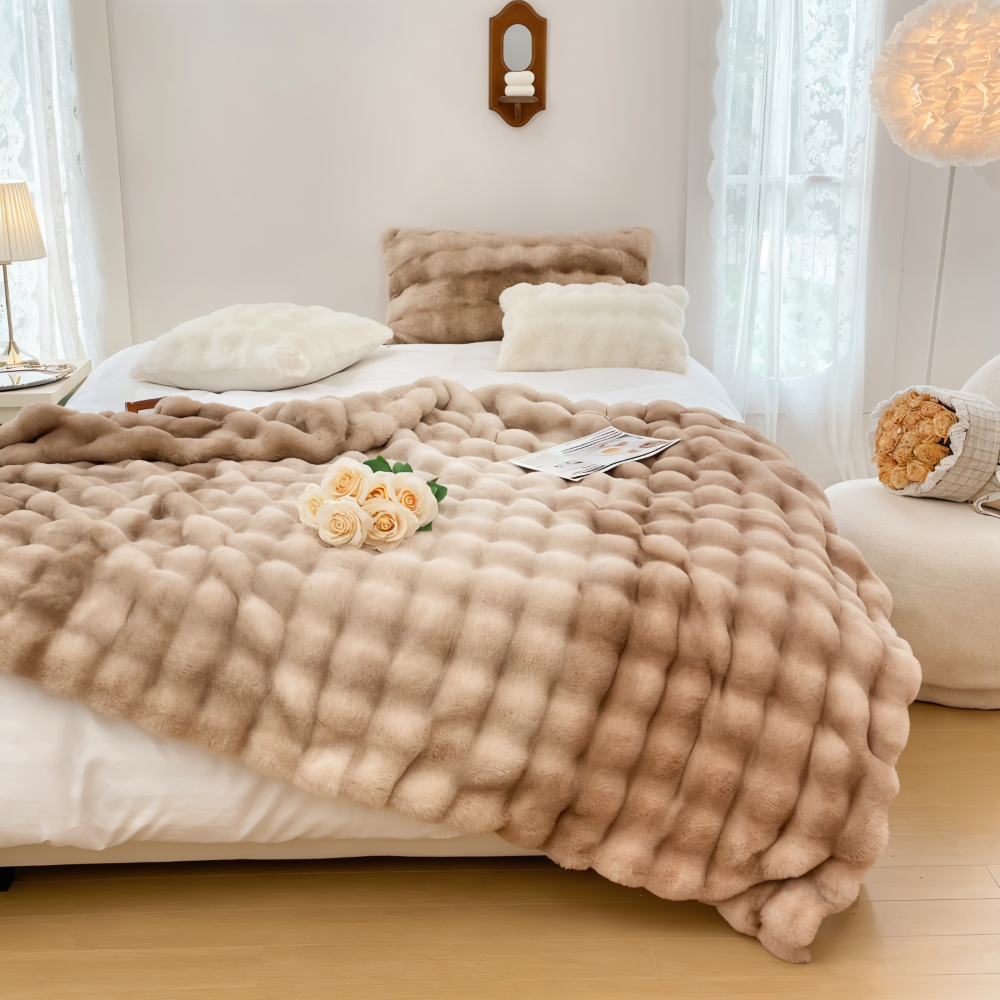 PlushHue Plaid - Mjuk Konstpäls Fleecefilt - Gradient Tjock Värmefilt