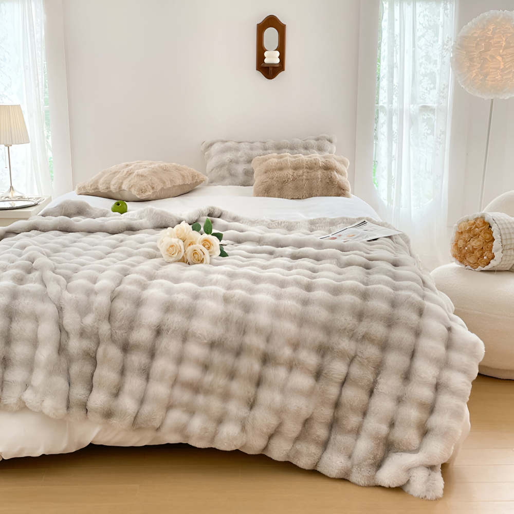 PlushHue Plaid - Mjuk Konstpäls Fleecefilt - Gradient Tjock Värmefilt