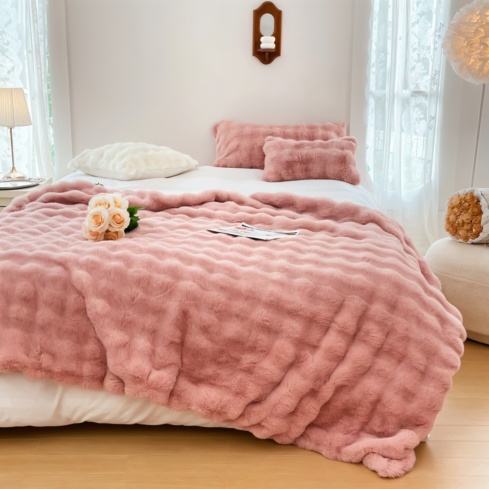 PlushHue Plaid - Mjuk Konstpäls Fleecefilt - Gradient Tjock Värmefilt