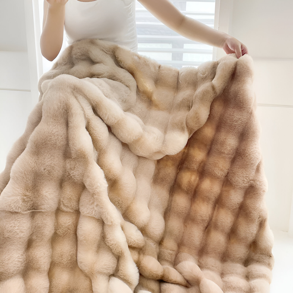 PlushHue Plaid - Mjuk Konstpäls Fleecefilt - Gradient Tjock Värmefilt