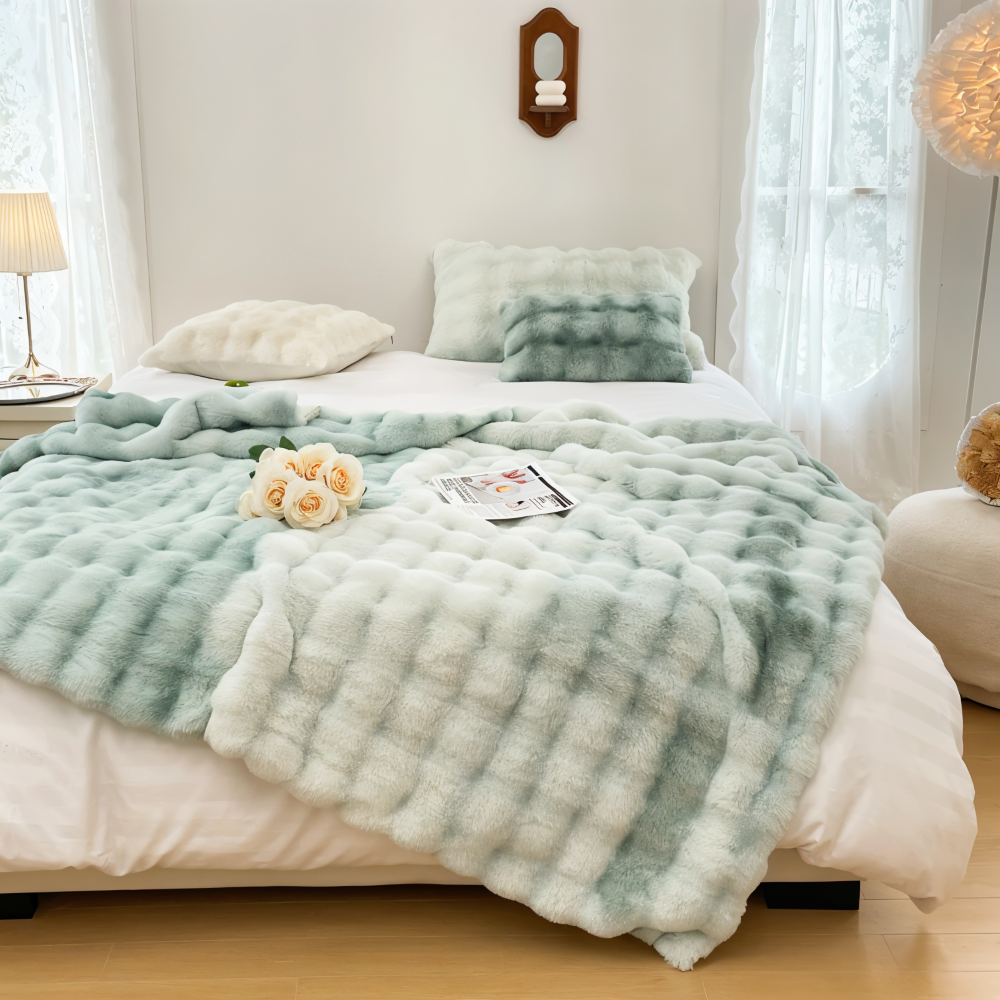 PlushHue Plaid - Mjuk Konstpäls Fleecefilt - Gradient Tjock Värmefilt