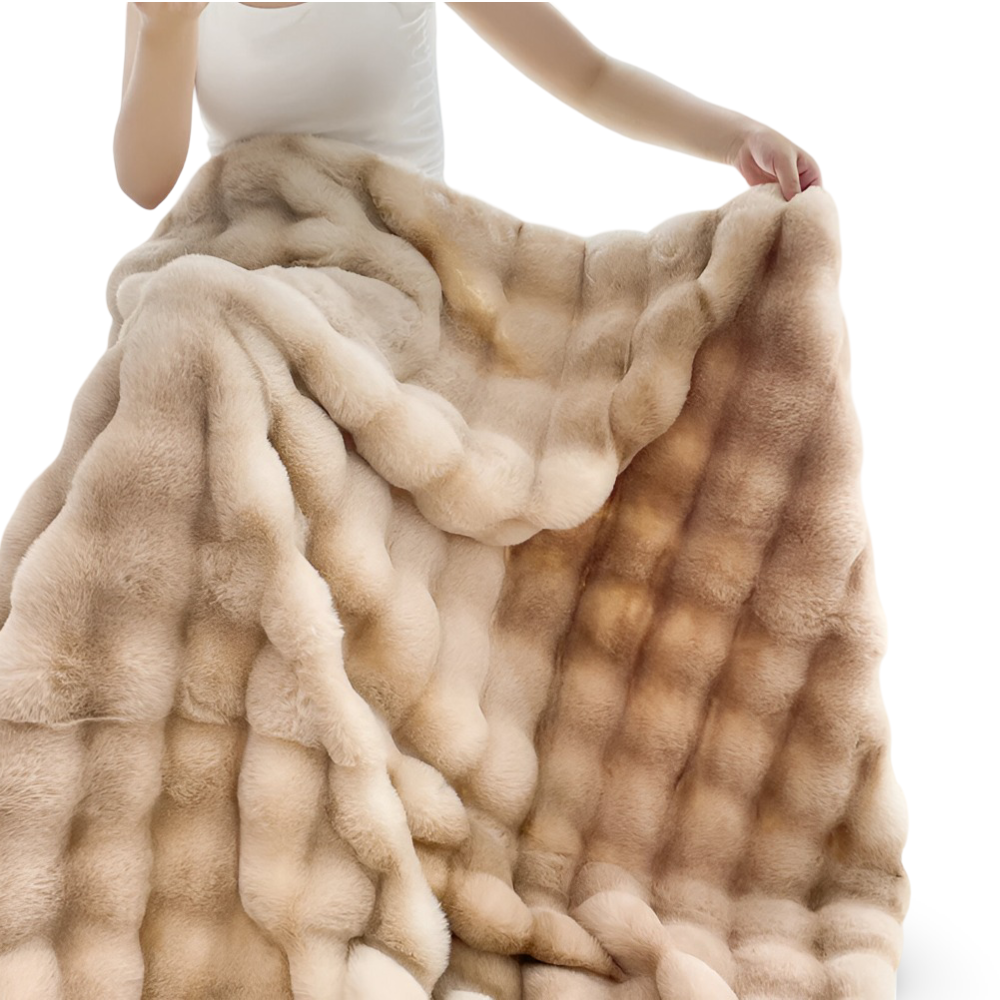 PlushHue Plaid - Mjuk Konstpäls Fleecefilt - Gradient Tjock Värmefilt