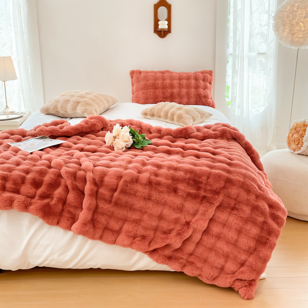 PlushHue Plaid - Mjuk Konstpäls Fleecefilt - Gradient Tjock Värmefilt