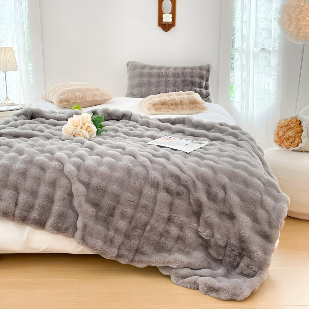 PlushHue Plaid - Mjuk Konstpäls Fleecefilt - Gradient Tjock Värmefilt