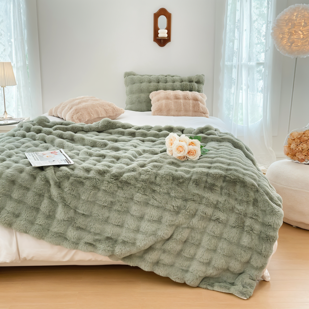 PlushHue Plaid - Mjuk Konstpäls Fleecefilt - Gradient Tjock Värmefilt