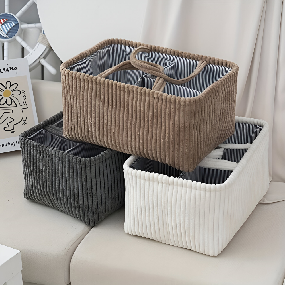 Förvaringskorg i Polyester (38x26x18cm) – Blöjorganisatör & Baby-korg med Fack