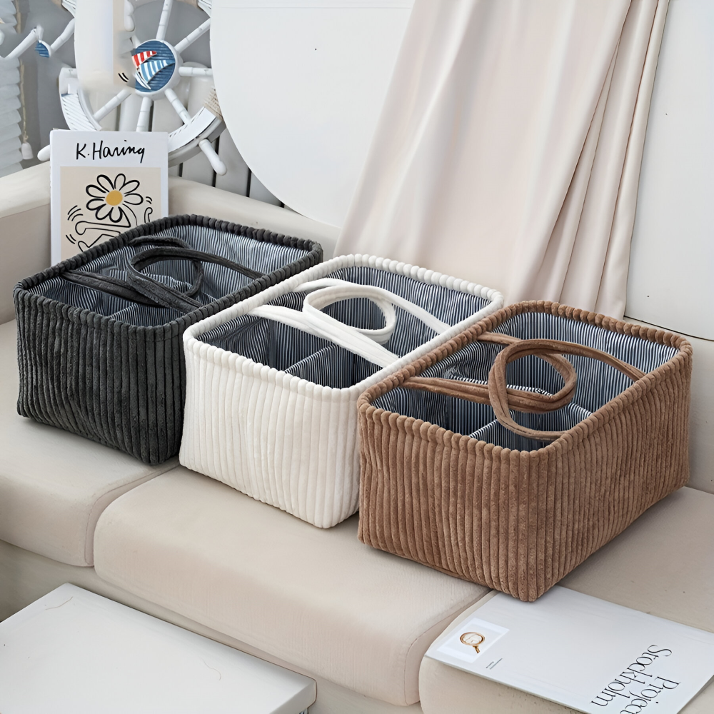 Förvaringskorg i Polyester (38x26x18cm) – Blöjorganisatör & Baby-korg med Fack
