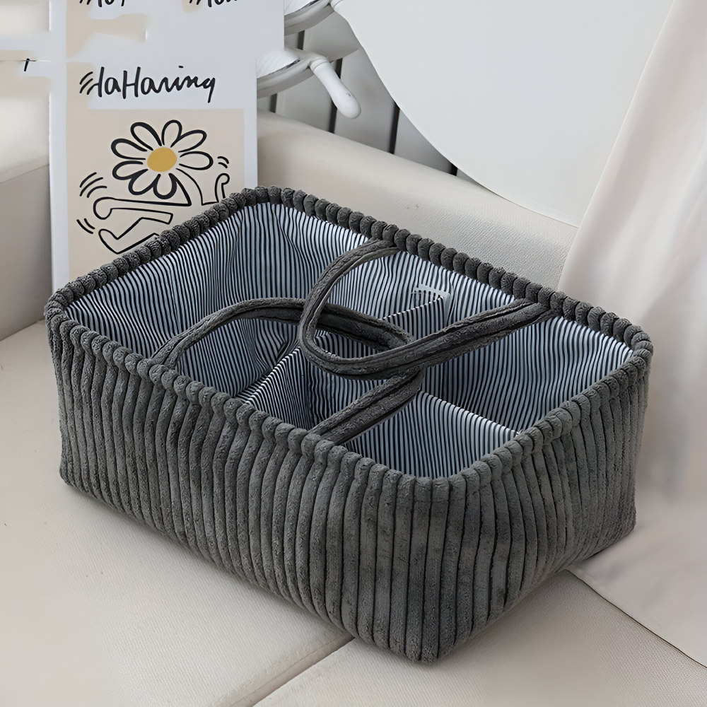 Förvaringskorg i Polyester (38x26x18cm) – Blöjorganisatör & Baby-korg med Fack