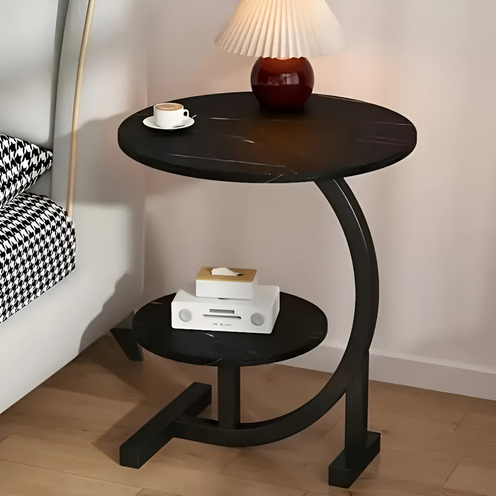 Bärbart Mini Sidobord med Dubbel Lager - Stilfullt Heminredningsaccessoar