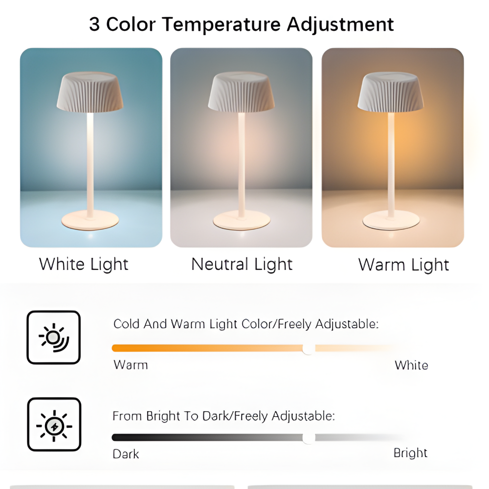 Bärbar Återuppladdningsbar Touch-Control LED Bordslampa - Trådlös Ambientbelysningslösning