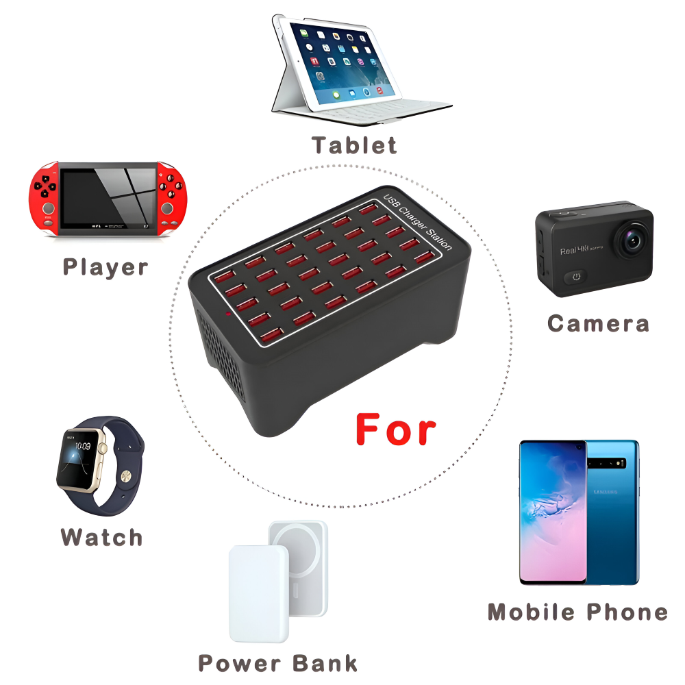 PowerPort Pro - Universell Multi-USB-laddstation med upp till 30 anslutningar