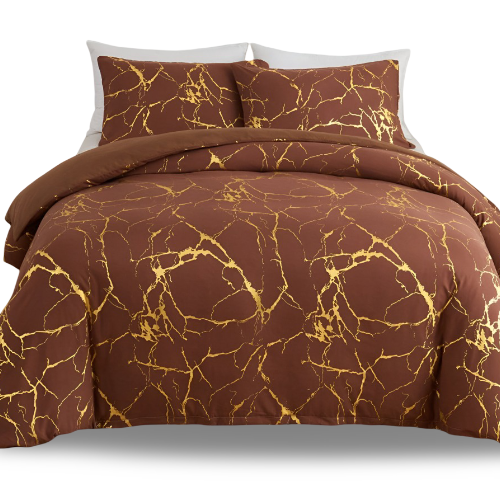 Premium Marmor Mönster Duntäcke Set för Ultimat Komfort