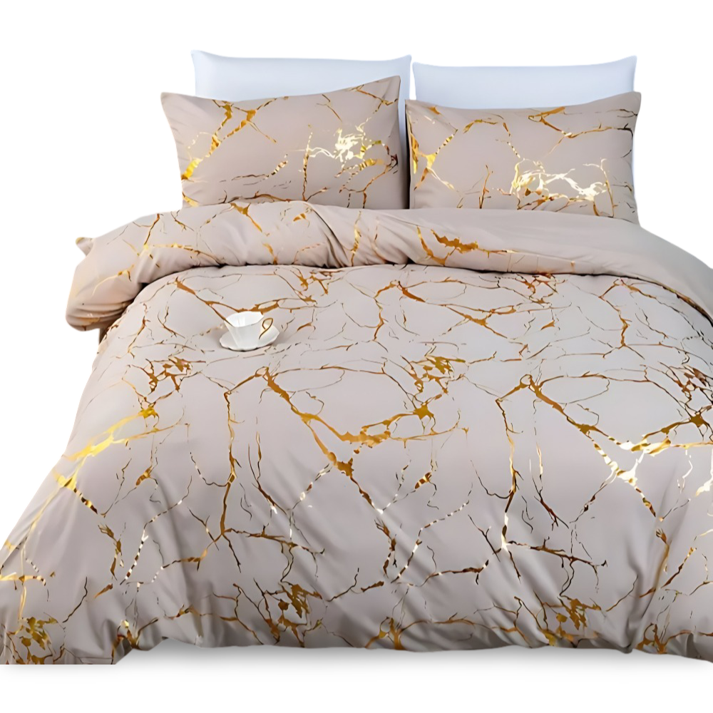 Premium Marmor Mönster Duntäcke Set för Ultimat Komfort