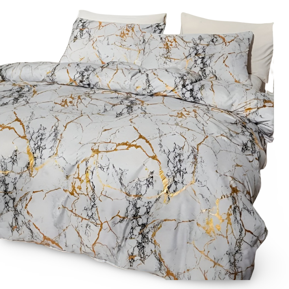Premium Marmor Mönster Duntäcke Set för Ultimat Komfort
