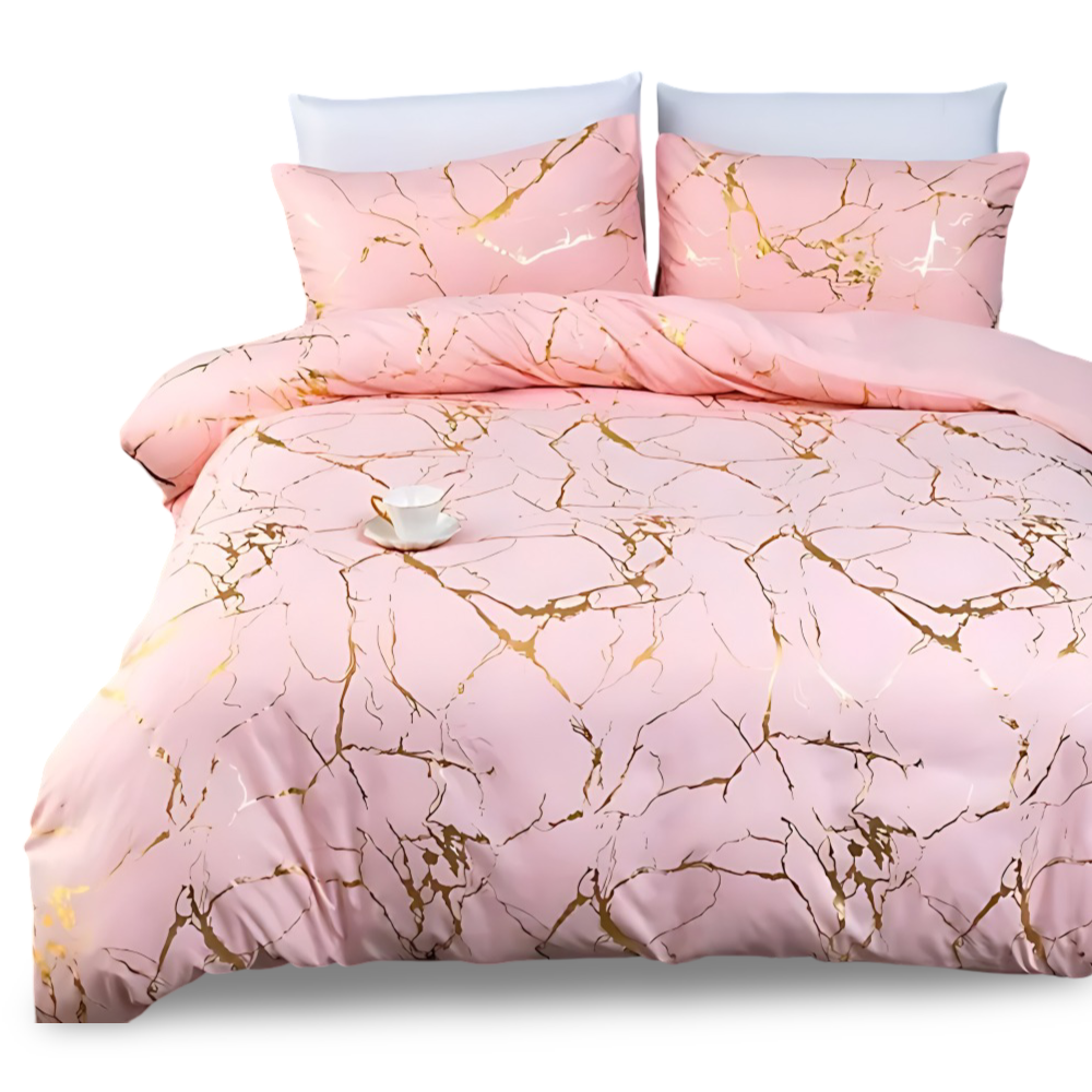 Premium Marmor Mönster Duntäcke Set för Ultimat Komfort