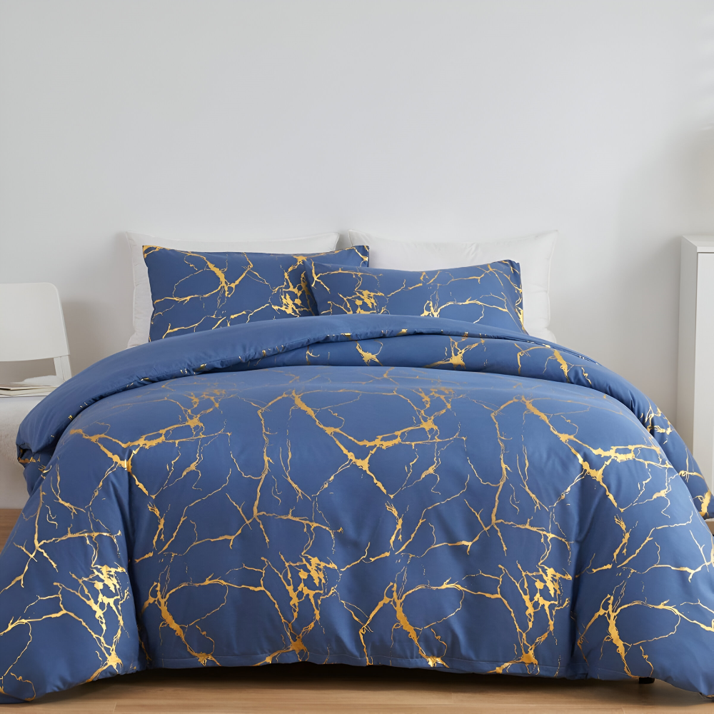 Premium Marmor Mönster Duntäcke Set för Ultimat Komfort