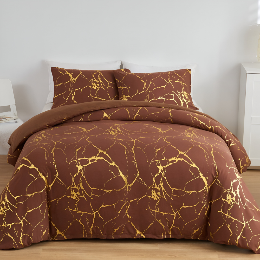 Premium Marmor Mönster Duntäcke Set för Ultimat Komfort