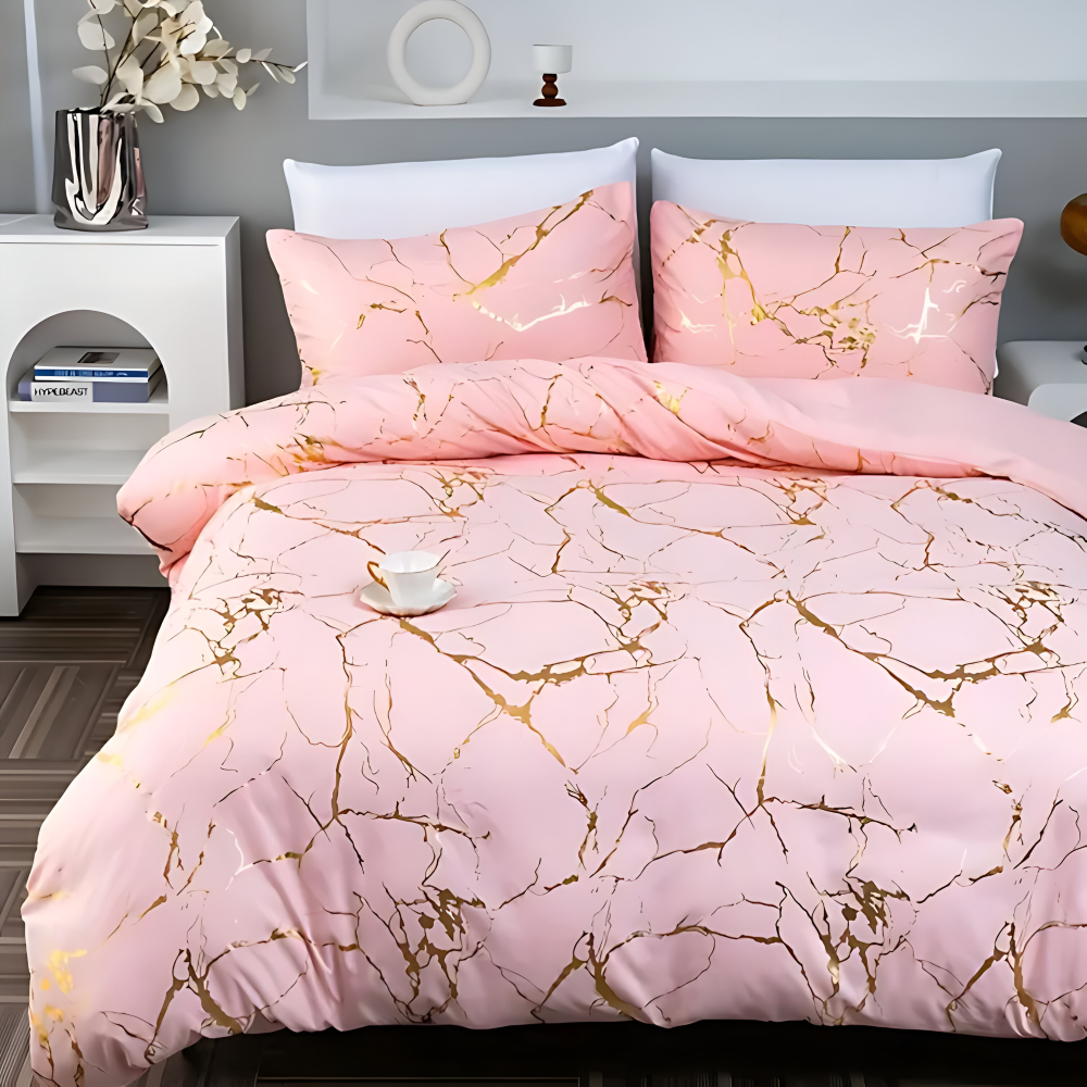 Premium Marmor Mönster Duntäcke Set för Ultimat Komfort