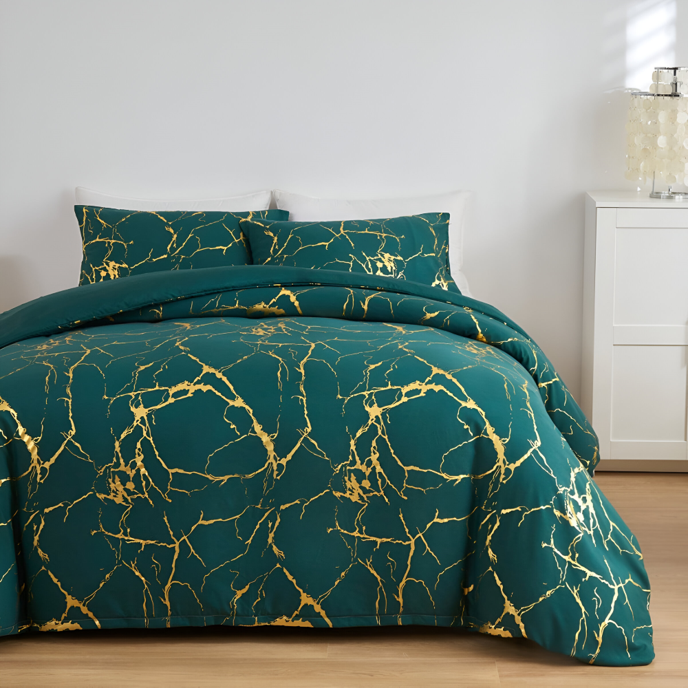 Premium Marmor Mönster Duntäcke Set för Ultimat Komfort