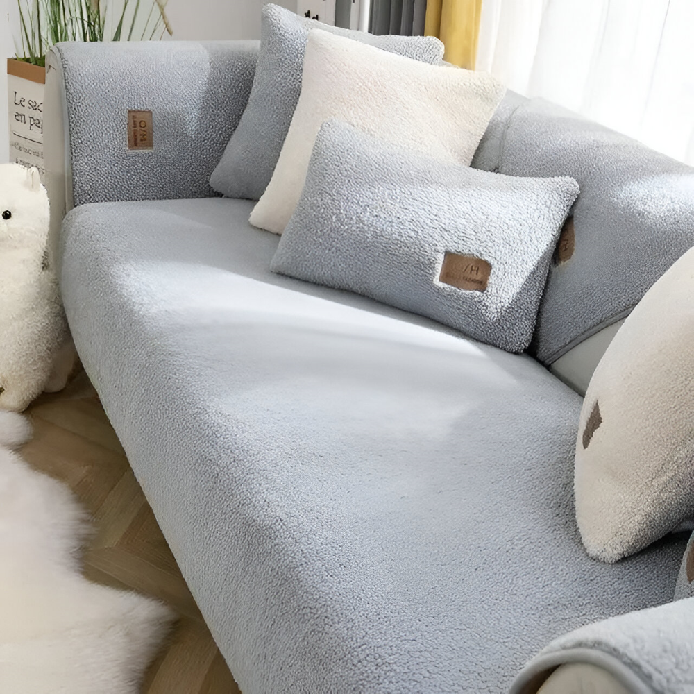 Premium Plysch Sofföverdrag, Halkfritt – Mjukt Sofföverdrag i Polyester