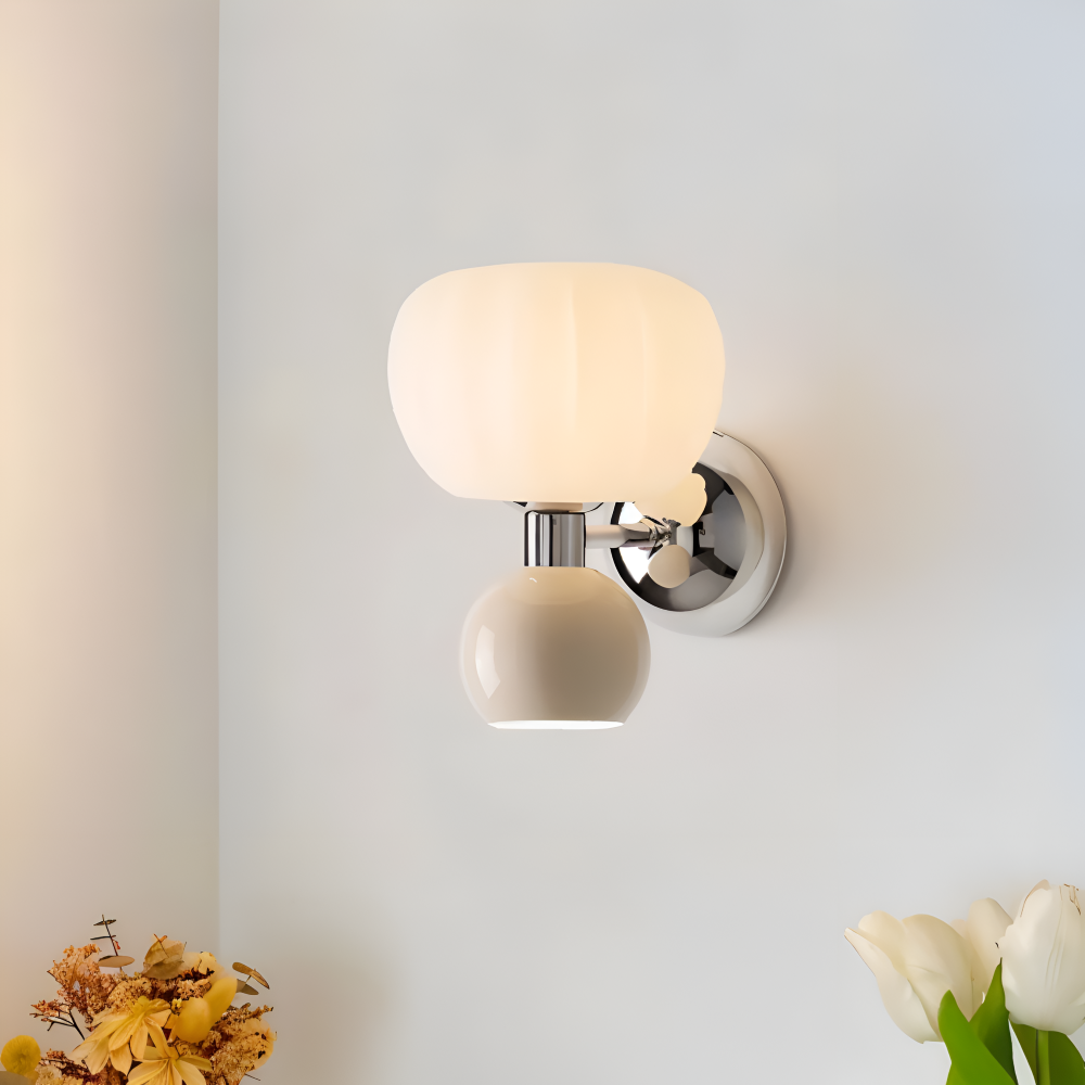 Pumpk Vägglampa - Krämig Pumpa Vägglampa - Vägglampdesign för Sovrum - Minimalistiska LED Vägglampor
